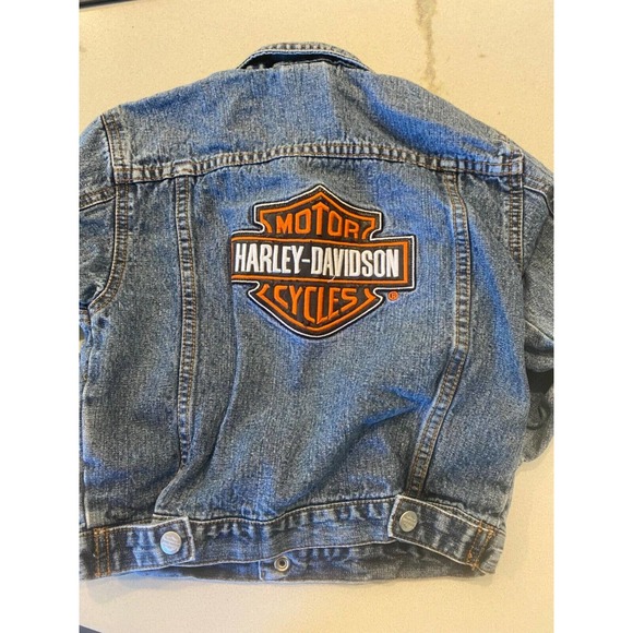 Other - Toddler Vintage Harley Davidson Motorcycle Jean Jacket Size 4T Denim Unisex. C28